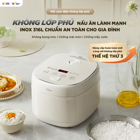 Nồi cơm điện INOX 316L Bear 1.2L (dung tích tổng 3L) RC-5H30O12
