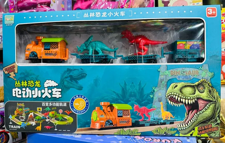 Tàu Hỏa Khủng Long Chạy Pin 272-623 – Bộ Đồ Chơi Đường Ray Dinosaur World Có Âm Thanh & Đèn