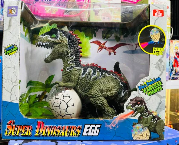 Đồ chơi khủng long Super Dinosaurs Egg 8825 chạy bằng pin hiệu ứng đèn LED và âm thanh sinh động màu sắc ngẫu nhiên cho trẻ em yêu thích khủng long