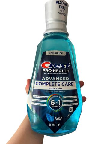 Nước súc miệng Crest Pro-Health Advanced Complete Care Alcohol Free Mouthwash 1L không cồn hỗ trợ chăm sóc răng miệng