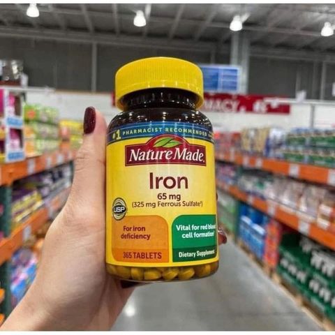 Viên uống bổ sung sắt Nature Made Iron 65mg 365 Tablets hỗ trợ sức khỏe hằng ngày