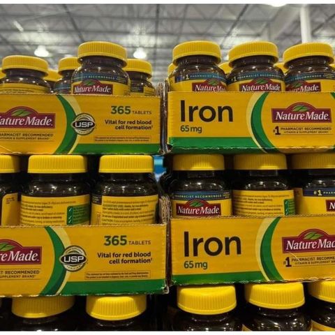 Viên uống bổ sung sắt Nature Made Iron 65mg 365 Tablets hỗ trợ sức khỏe hằng ngày