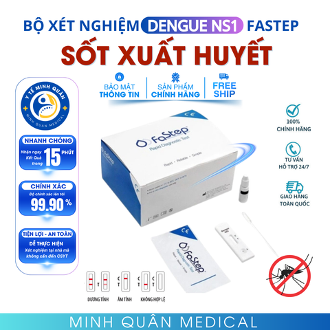 Bộ test xét nghiệm Sốt Xuất Huyết ( NSI, IgG, IgM ) chính hãng Fastep - phát hiện Kháng Nguyên Virus Dengue NS1, Độ Nhạy Cao.