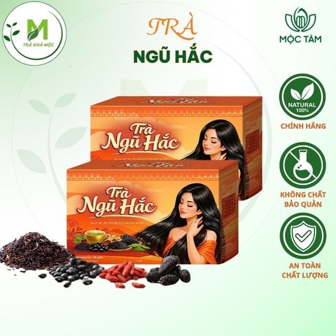 Trà Ngũ Hắc Premium- Mè Đen, Đậu Đen, Gạo Lứt Đen, Dâu Tằm, Hắc Kỉ Tử giúp bổ thận thanh lọc cơ thể, đẹp da, dưỡng tóc và làm đen tóc giúp tóc chắc khỏe ( Hộp 20 gói x 5gr)