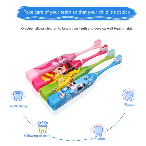 Bàn Chải Đánh Răng Điện Siêu Âm Lông Mềm Hai Mặt Chăm Sóc Răng Miệng Cho Bé 640616