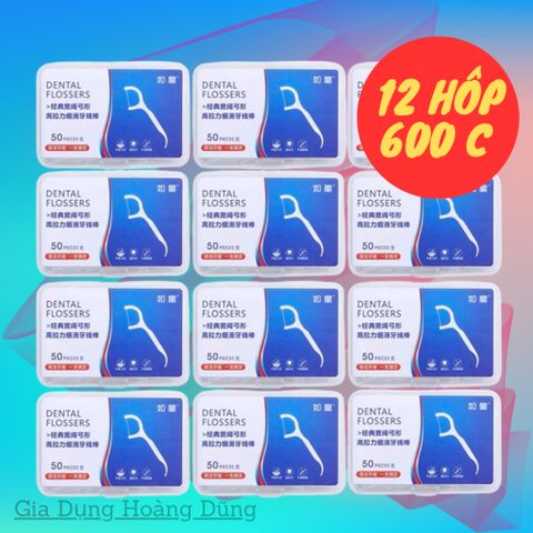[Sale Hè] Combo 12 Hộp 600 Chiếc Tăm Chỉ Nha Khoa Xỉa Răng, Chăm Sóc Răng Miệng 640631
