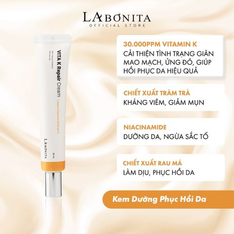 Kem Dưỡng Làm Dịu Và Phục Hồi Da La Bonita Vita K Repair Cream 30ml
