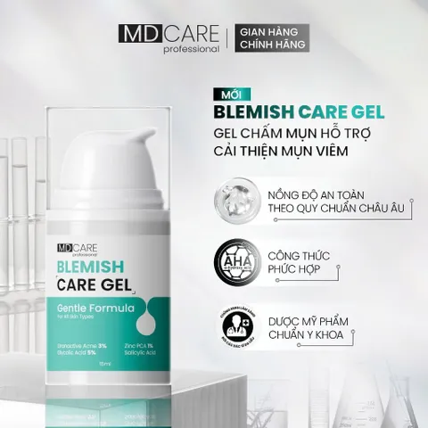 Chấm Mụn Hỗ Trợ Làm Dịu Và Cải Thiện Mụn Viêm MD CARE Blemish Care Gel 15ml