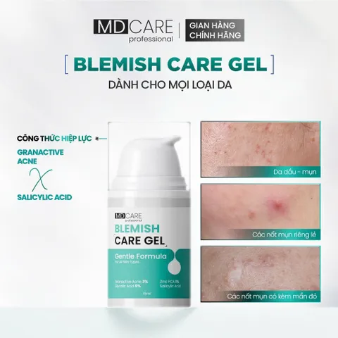 Chấm Mụn Hỗ Trợ Làm Dịu Và Cải Thiện Mụn Viêm MD CARE Blemish Care Gel 15ml