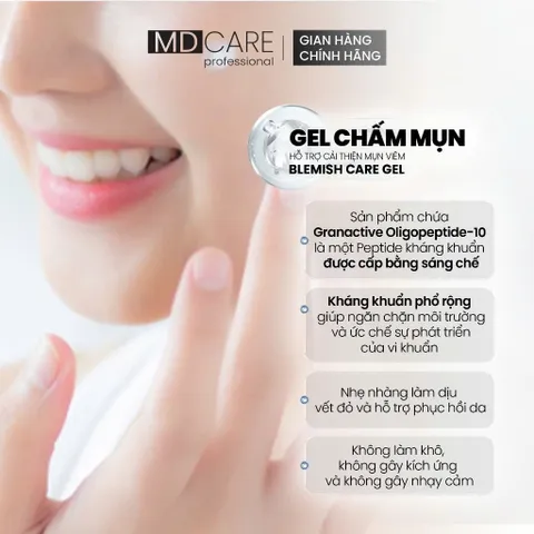 Chấm Mụn Hỗ Trợ Làm Dịu Và Cải Thiện Mụn Viêm MD CARE Blemish Care Gel 15ml
