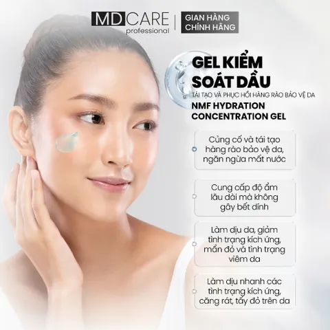 [CHÍNH HÃNG] Gel Kiểm Soát Dầu,Tái Tạo Da MD CARE NMF Hydration Concentrate Facial Gel 50ml