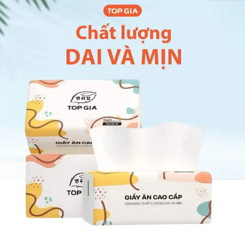[Sỉ] Giấy ăn rút Topgia thùng 40 gói đa sắc cao cấp 240 tờ 4 lớp, dập vân 4D, mềm mịn, thấm hút tốt