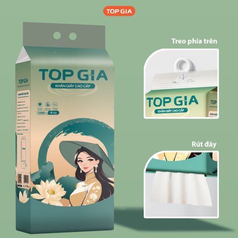 [Sỉ] Khăn giấy rút treo tường TopGia Sắc Việt 1280 tờ, giấy vệ sinh dành cho gia đình Việt