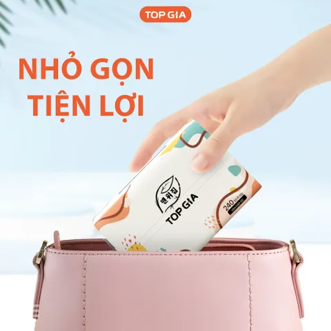 [Sỉ] Giấy ăn rút Topgia thùng 40 gói đa sắc cao cấp 240 tờ 4 lớp, dập vân 4D, mềm mịn, thấm hút tốt