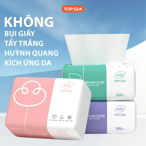 [Sỉ] Thùng 30 gói giấy ăn TopGia gấu trúc rút 3 màu cao cấp 4 lớp dày dặn, mềm mịn