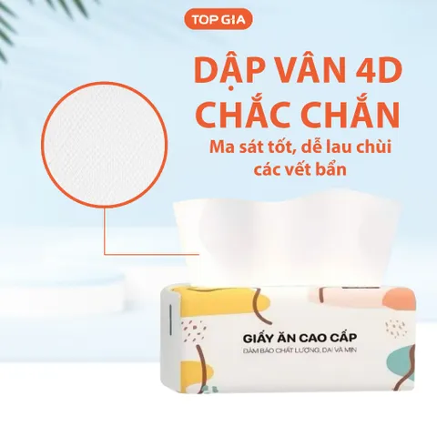 [Sỉ] Giấy ăn rút Topgia thùng 40 gói đa sắc cao cấp 240 tờ 4 lớp, dập vân 4D, mềm mịn, thấm hút tốt