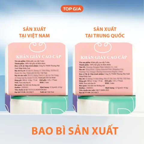[Sỉ] Thùng 30 gói giấy ăn TopGia gấu trúc rút 3 màu cao cấp 4 lớp dày dặn, mềm mịn
