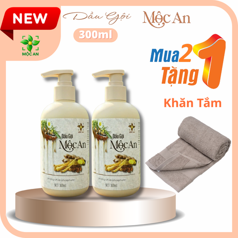 Dầu Gội Mộc An Combo 2 Chai 300ml - Chiết Xuất Nhân Sâm, Gừng & Thảo Mộc Giúp Tóc Mềm Mượt & Khỏe Mạnh