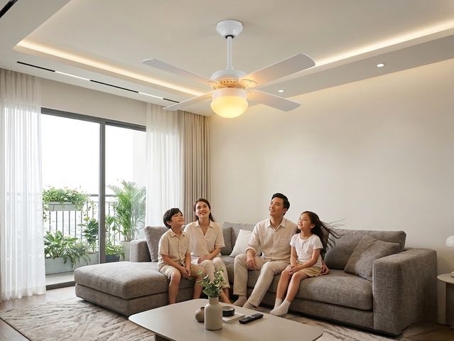 {Order giao 30/3} Quạt trần LAVALUX 42 inch, 4 cánh quạt, tích hợp đèn chiếu sáng