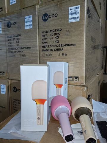 Micro karaoke không dây LENOVO Lecoo MCS360 , có TWS 2 mic, đèn RGB, cổng AUX