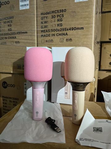 Micro karaoke không dây LENOVO Lecoo MCS360 , có TWS 2 mic, đèn RGB, cổng AUX