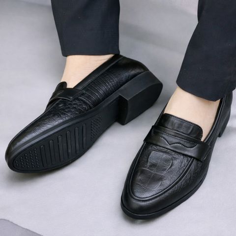 ( Mã D10 ) Giày tây nam da mềm, Giầy nam chất liệu da PU mềm mại dâp vân gắn băng đai hình cánh én 640910