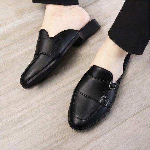 ( Mã D36 ) Giày sục nam MonkStrap da PU cao cấp, giầy sục da mùa hè thoáng khí trẻ trung gắn 4 khóa trang trí đế có khâu 640927