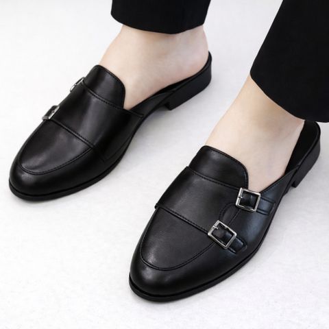( Mã D36 ) Giày sục nam MonkStrap da PU cao cấp, giầy sục da mùa hè thoáng khí trẻ trung gắn 4 khóa trang trí đế có khâu 640927