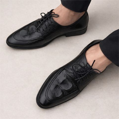 ( Mã D52 ) Giày buộc dây công sở nam, giày da dập vân thời thượng đế cao su đúc nguyên khối chống trơn trượt hiệu quả 640941