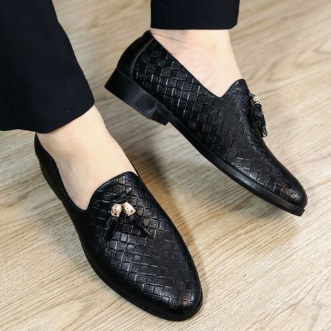 ( Mã D1 ) Giày tây lười công sở, giầy da nam trẻ trung in nhiệt họa tiết Caro đế cao su đúc nguyên khối khâu chắc chắn 640945