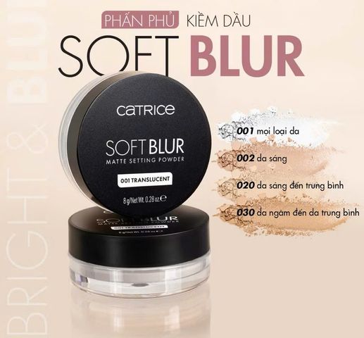 (Đức) Phấn Phủ Catrice Kiềm Dầu Mỏng Nhẹ Nâng Tông Catrice Soft Blur Matte Setting Powder 8g