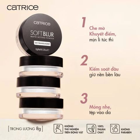 (Đức) Phấn Phủ Catrice Kiềm Dầu Mỏng Nhẹ Nâng Tông Catrice Soft Blur Matte Setting Powder 8g
