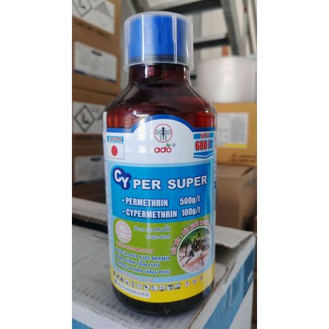 THUỐC DIỆT MUỖI KHÁNG THUỐC CYPER SUPER600EC 1LÍT Công dụng: diệt muỗi, côn trùng gián, kiến, ruồi, sâu, rầy, rệp, mọt