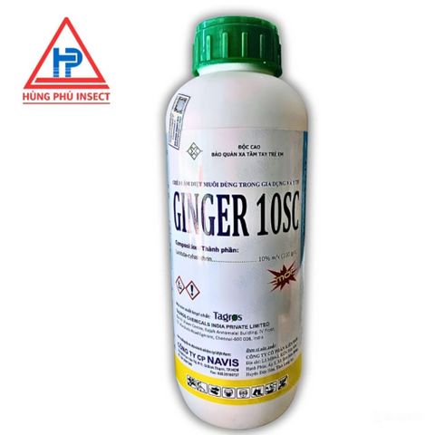 ĐẶC TRỊ DIỆT CÔN TRÙNG GINGER 10SC 1LÍT Nhập ẤN ĐỘ,Diệt muỗi kháng thuốc cực tốt,Huyền phù đậm đặc,Bộ y tế Cấp Phép