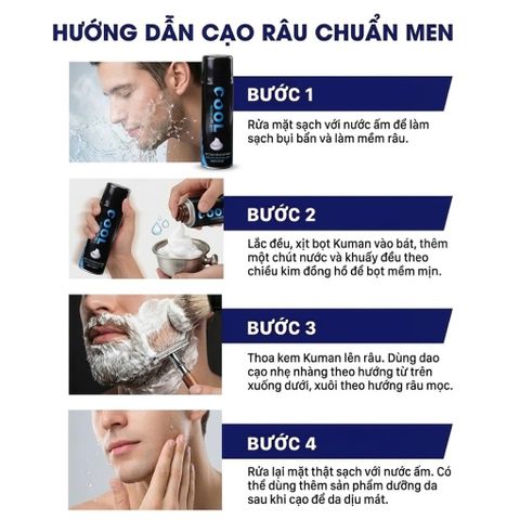 Bọt Cạo Râu Kuman Hương Bạc Hà - Chai 230g cực kì Tiết Kiệm