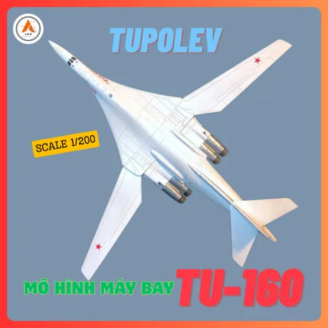 Mô Hình Máy Bay Chiến Đấu Kim Loại TU-160 TL 1/200 Decor Trưng Bày