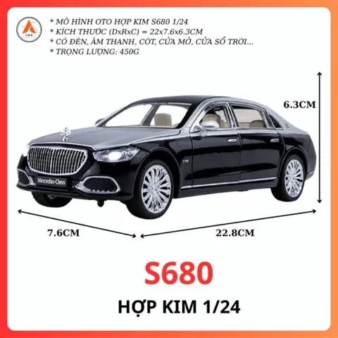 Mô Hình Oto Kim Loại Mẹc S680 MaiBach Chất Lượng Cao Decor Trưng Bày - Model Mẹc S680 MaiBach