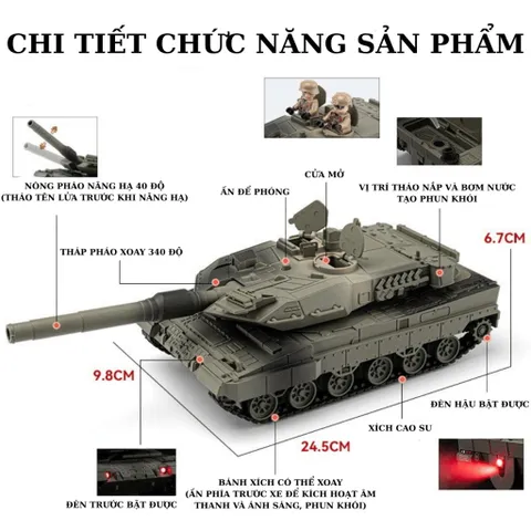 (SỈ/LẺ) Mô Hình Xe Tăng Chiến Đấu Kim Loại LEOPARD TL 1/36 Decor Trang Trí