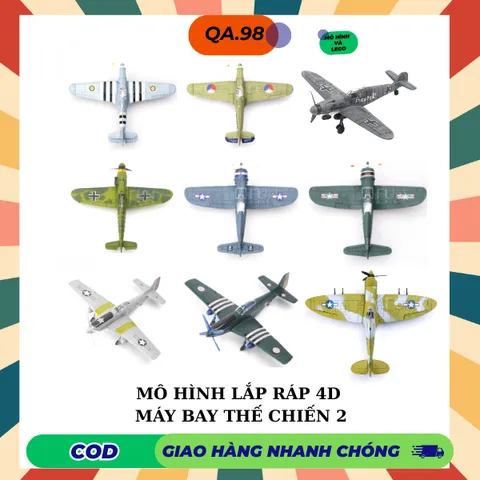Mô hình Máy Bay Chiến Đấu 4D (ĐỘ KHÓ CAO) Máy Bay Thế Chiến 2 Lắp Ráp Decor Trưng Bày