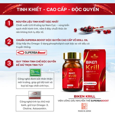 BIKEN KRILL - Viên uống dầu nhuyễn thể Superba Boost