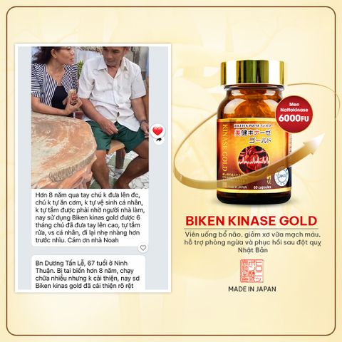 Biken Kinase Gold Hộp - Viên uống bổ não, giảm xơ vữa mạch máu, hỗ trợ phòng ngừa và phục hồi sau đột quỵ