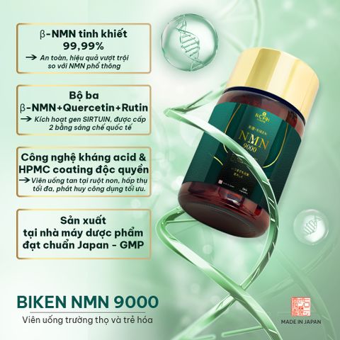 BIKEN NMN 9000 - Viên uống trường thọ và trẻ hóa Nhật Bản
