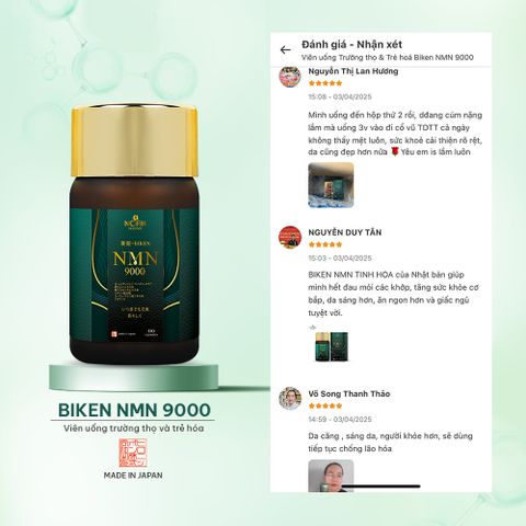 BIKEN NMN 9000 - Viên uống trường thọ và trẻ hóa Nhật Bản