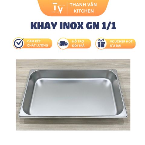 Khay Inox GN 1/3 - 1/4 - 1/6 - 1/9 Dày Đựng Topping, Buffet, Thực Phẩm (TV80-1)