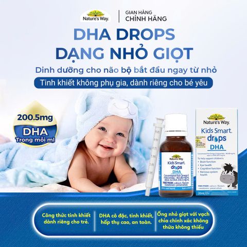 Siro DHA Drop Nature's Way Bổ Sung DHA Tinh Khiết, Dạng Giọt Giúp Tăng IQ - Chai 20ml