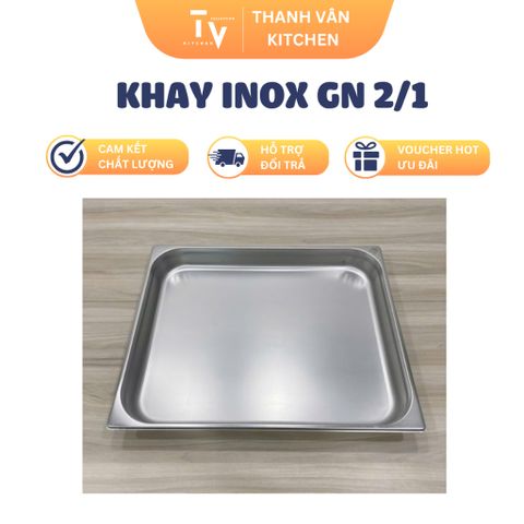 Khay Inox GN 1/3 - 1/4 - 1/6 - 1/9 Dày Đựng Topping, Buffet, Thực Phẩm (TV80-2)
