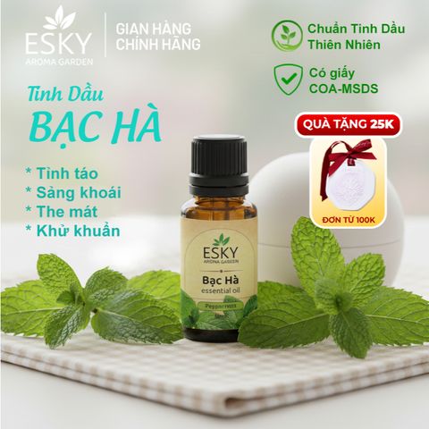 Tinh Dầu Bạc Hà Nguyên Chất ESKY AROMA GARDEN Tỉnh Táo, Thông Mũi, Đuổi Côn Trùng 10ml 20ml
