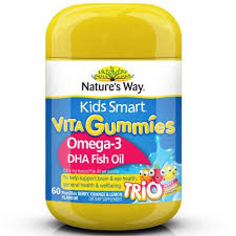 Kẹo Dẻo Nature's Way Kids Smart Vita Gummies Omega-3 DHA Fish Oil Hỗ Trợ Sức Khoẻ Não Và Mắt Cho Bé (Hộp 60v)
