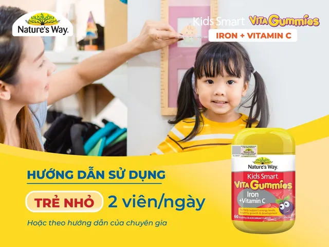 Kẹo Dẻo Natural Way's Kids Smart Vita Gummies Iron + Vitamin C Hỗ Trợ Bổ Sung Sắt Cho Trẻ (60v)