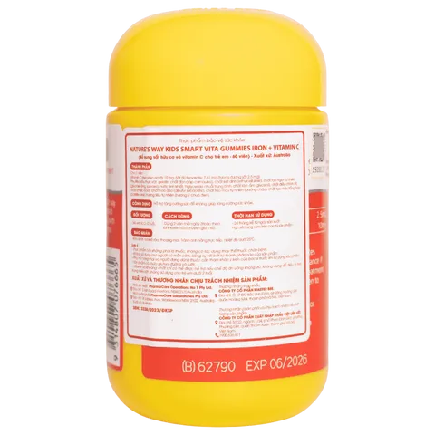 Kẹo Dẻo Natural Way's Kids Smart Vita Gummies Iron + Vitamin C Hỗ Trợ Bổ Sung Sắt Cho Trẻ (60v)